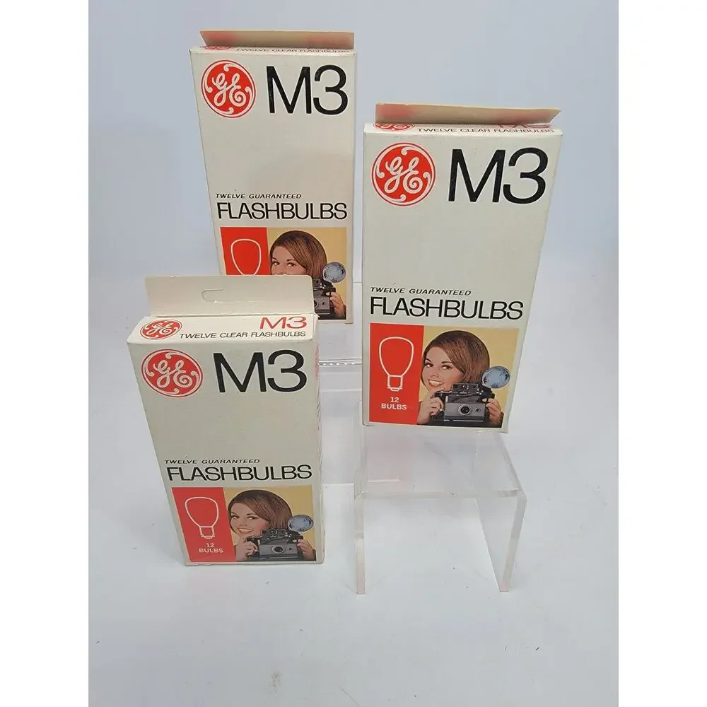 3 General Electric GE M3 Flashbulbs 12 Bulbs In Original Box's New Old Stock